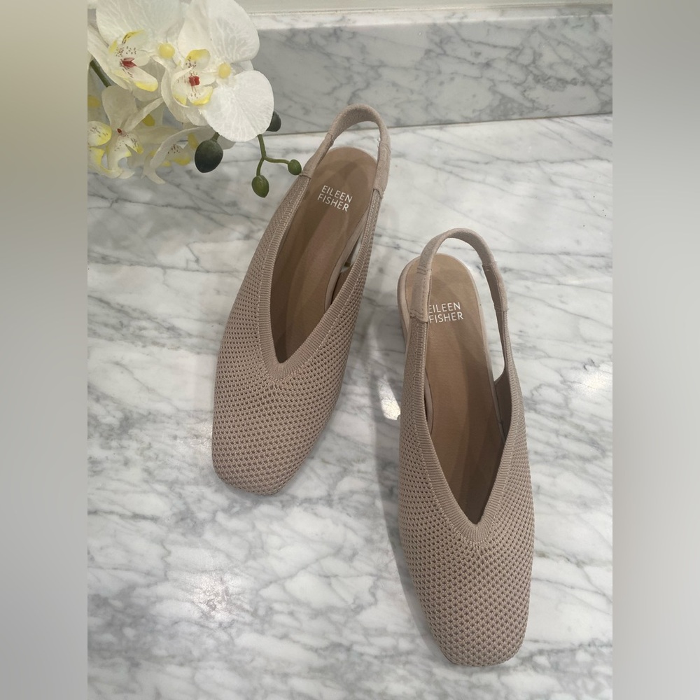 Eileen Fisher Vasa Stretch Knit Slingback mid heel pump